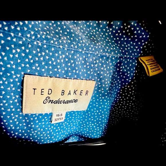 Ted Baker Endurance Watery Blue Design, Sz 15.5 Contrasting Geometric Flip Cuff! - Picture 4 of 5